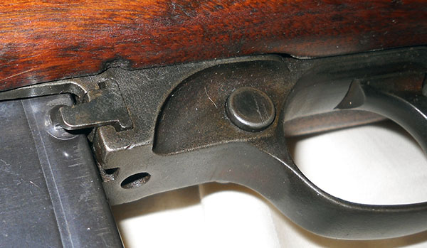 detail, M1 carbine magazine catch (second type), left side